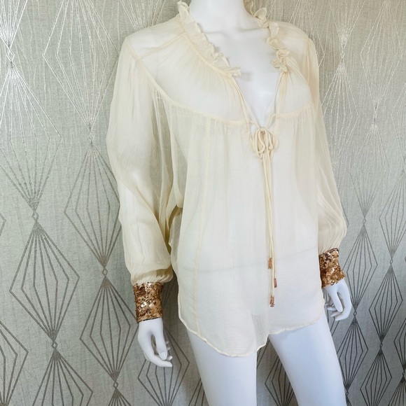 Free People Tops - Free People | Dream Cuff Flowy Sheer Top